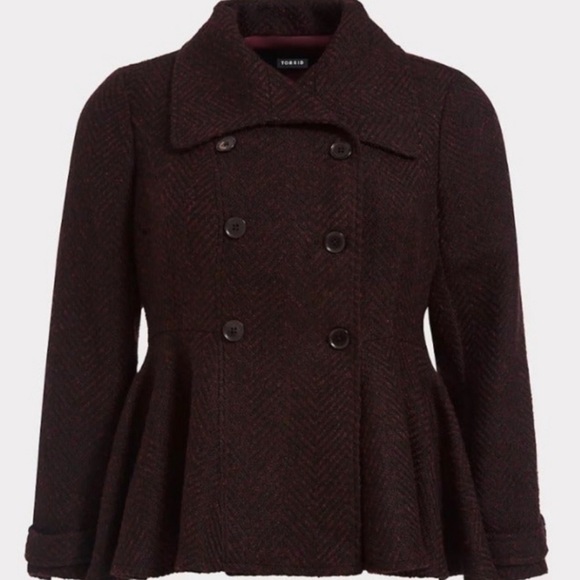 NEW TORRID BLUSH BARBIE PINK BOULE FIT AND FLARE PEPLUM PEA COAT JACKET 4X - Picture 3 of 4